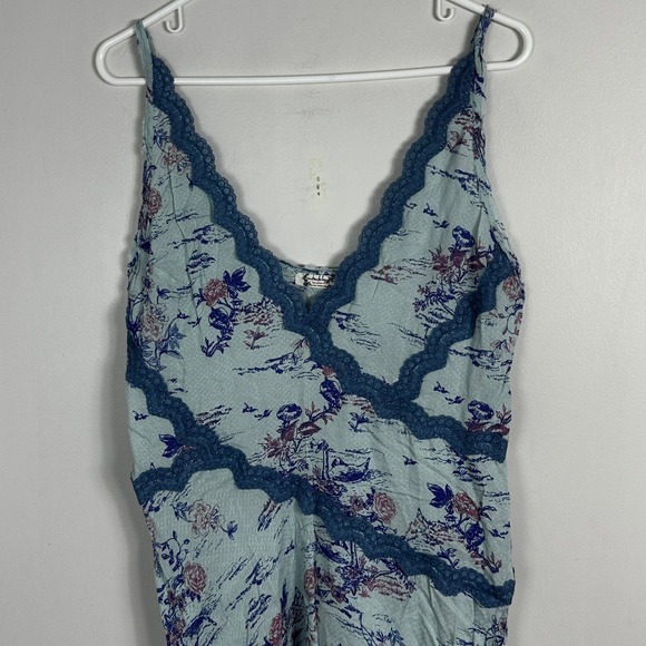 Free People Slip My Mind Trapeze Floral Lace Trim Y2K Shift Dress Womens Large - Picture 12 of 16